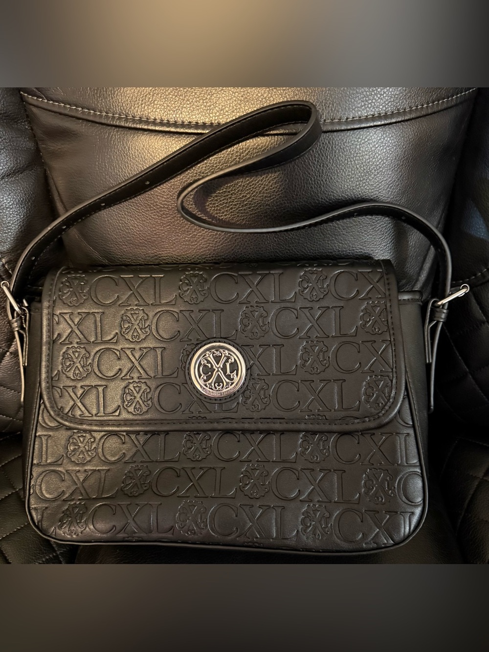 CXL by Christian Lacroix Clara Embossed Logo Shoulder Bag